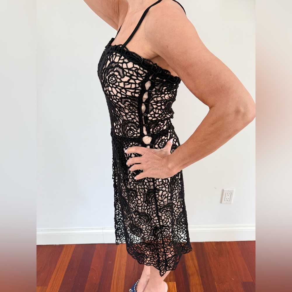 Black Lace Crochet Dress